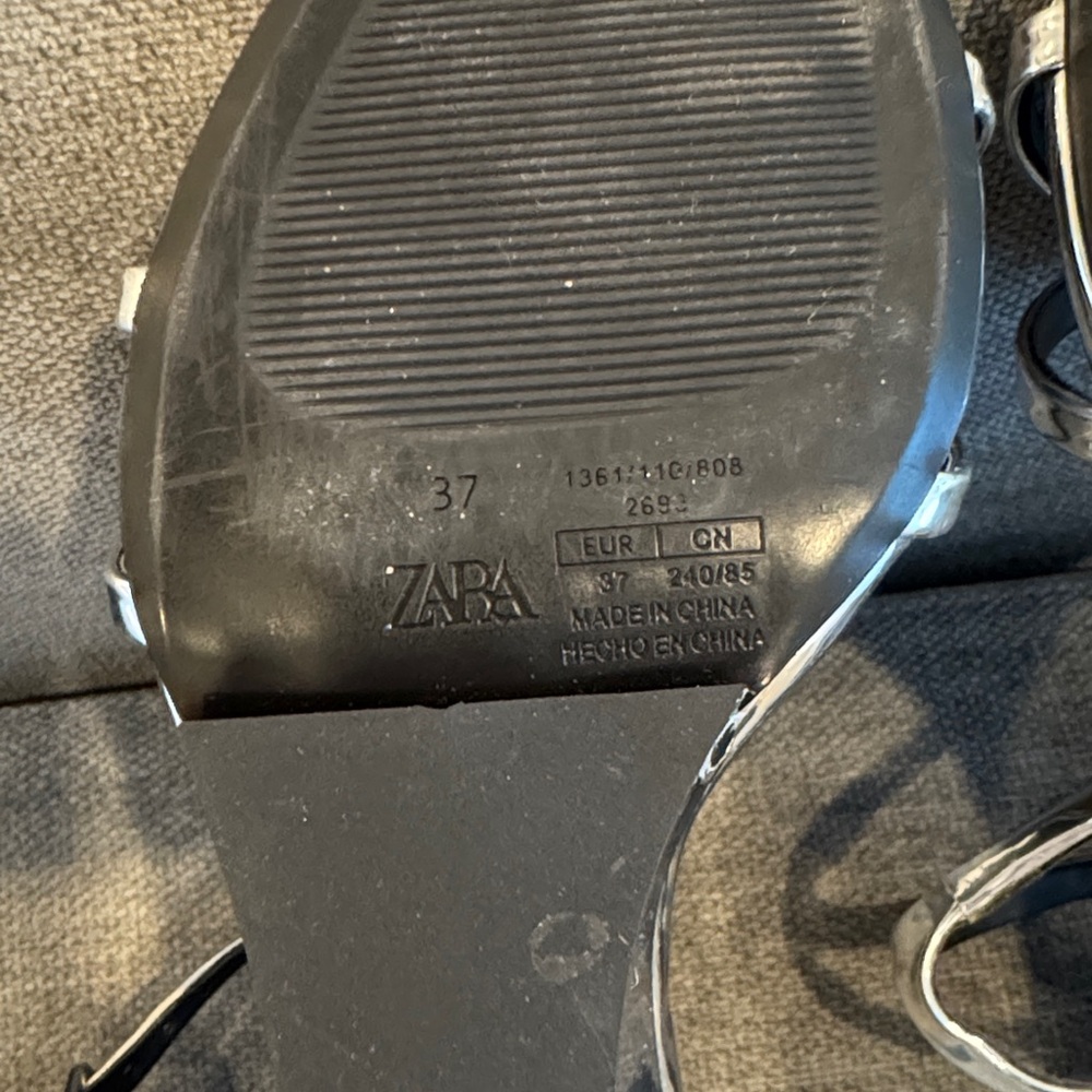 Zara Silver Strappy Wedge Sandals - Picture 9 of 14